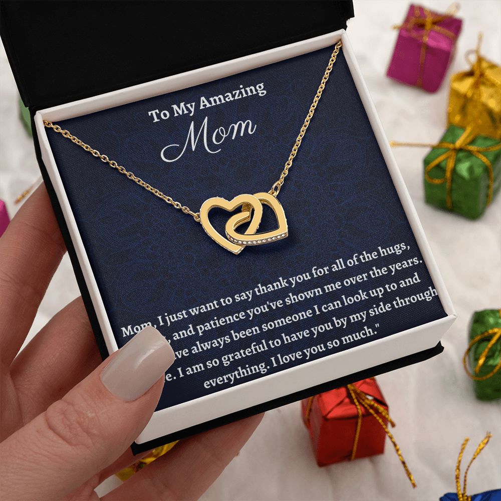 To My Amazing Mom Interlocking Hearts Necklace, Amazing mom Birthday Gift, Jewelry Gift For Mom, Valentine's  Gift For Mom, I Love You Mom