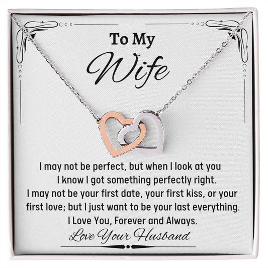 To My Amazing Wife Two Hearts Necklace Gift, Birthday Gift for Her, Christmas Gift for Wife from Husband