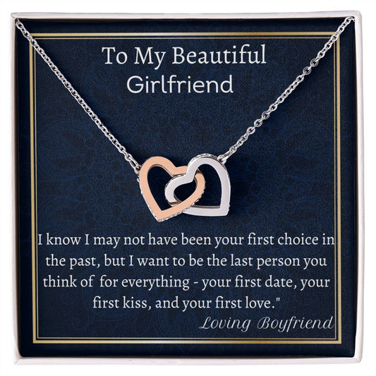 To My Beautiful Girlfriend Interlocking Hearts Necklace, Valentine Jewelry Gift, Anniversary Gift, Romantic Gift For Girlfriend, I love You, Gift For Her