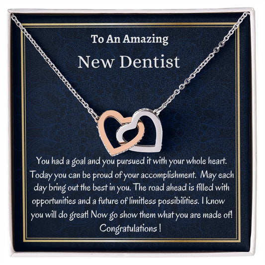 To An Amazing New Dentist Interlocking Hearts Necklace, New  Dentist Necklace, Graduation Gift For Her, Meaningful Gift, Women Jewelry.