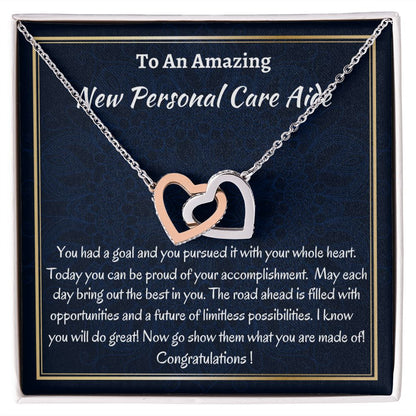 To An Amazing New Personal Care Aide Interlocking Hearts Necklace, New Personal Care Aide Gift, Appreciation Jewelry Gift, Meaningful Gift, Unique Jewelry Gift,
