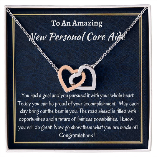 To An Amazing New Personal Care Aide Interlocking Hearts Necklace, New Personal Care Aide Gift, Appreciation Jewelry Gift, Meaningful Gift, Unique Jewelry Gift,