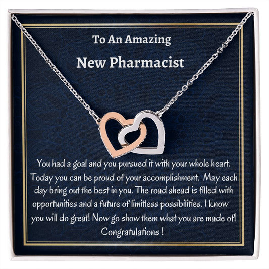 To An Amazing New Pharmacist Interlocking Hearts Necklace, Graduation Gift, New Pharmacist Congratulations Gift. Women Jewelry
