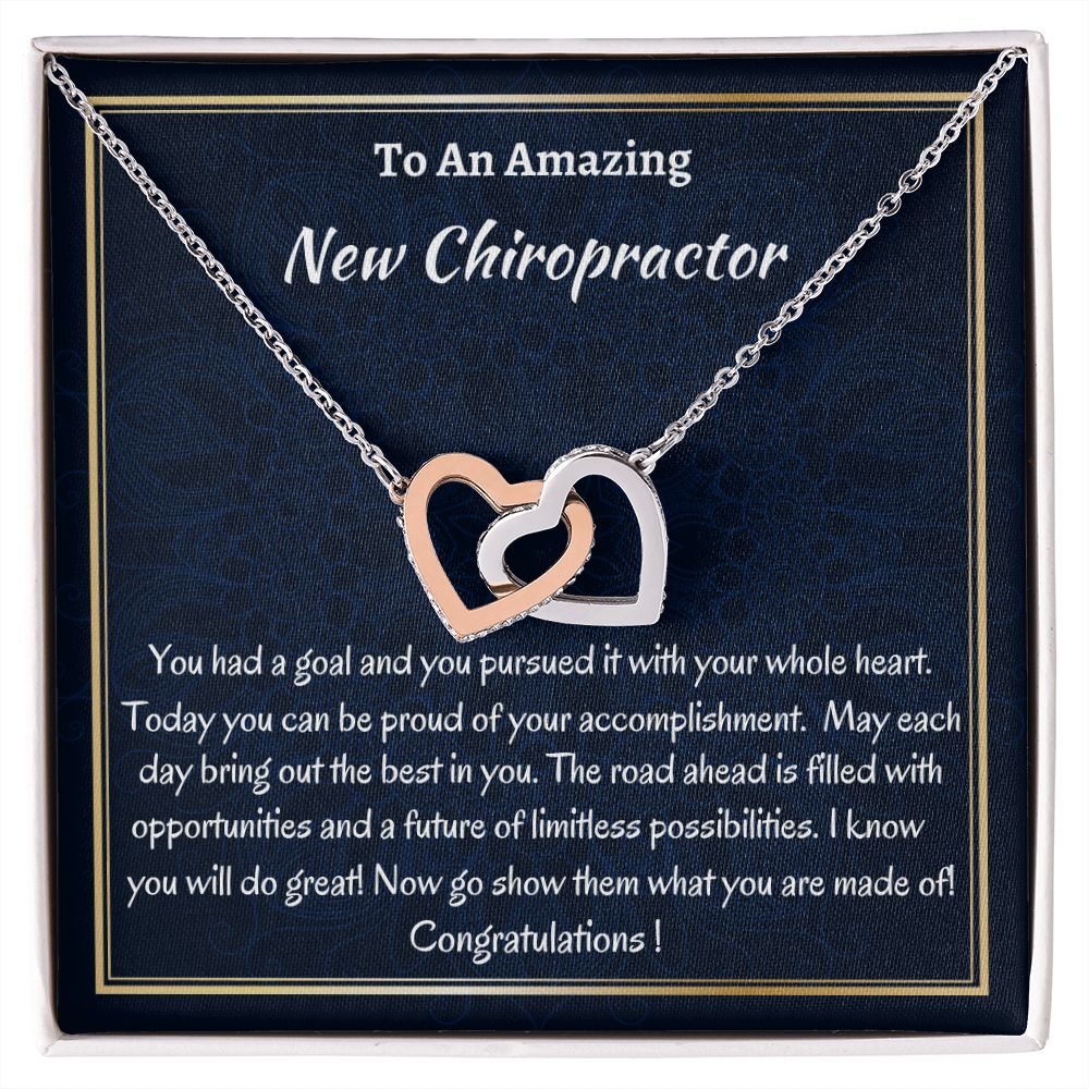To An Amazing New  Chiropractor Interlocking Hearts Necklace, New Chiropractor Congratulations Gift, Profession Gifts , Jewelry Gift For Her.