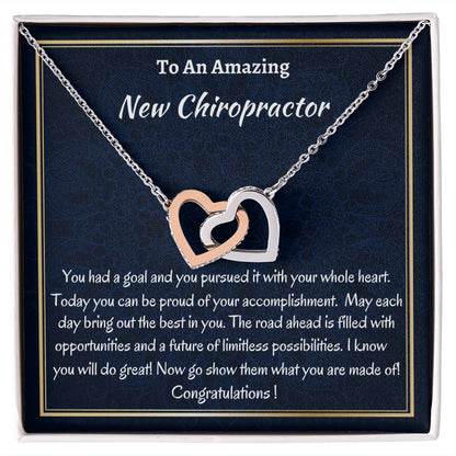 To An Amazing New  Chiropractor Interlocking Hearts Necklace, New Chiropractor Congratulations Gift, Profession Gifts , Jewelry Gift For Her.