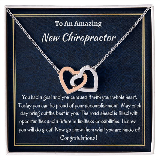 To An Amazing New  Chiropractor Interlocking Hearts Necklace, New Chiropractor Congratulations Gift, Profession Gifts , Jewelry Gift For Her.