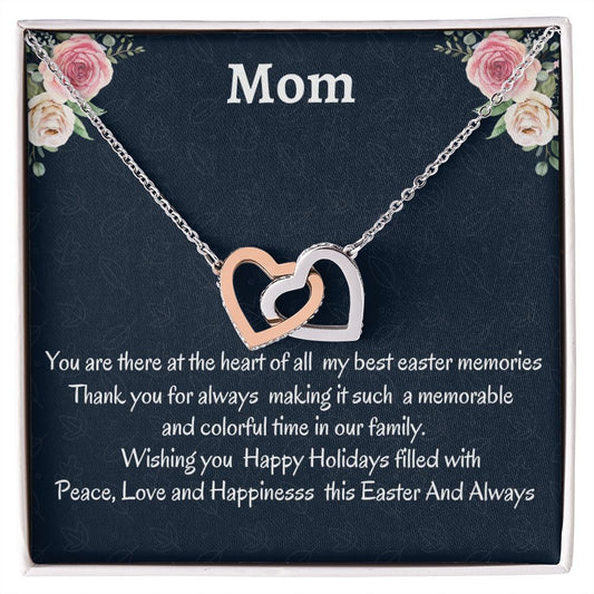 To My  Mom Interlocking Hearts Necklace, Easter Holiday Gift For Mom, Birthday Gift For Amazing Mom, Sentimental Gift, Daughter To Mother Gift.