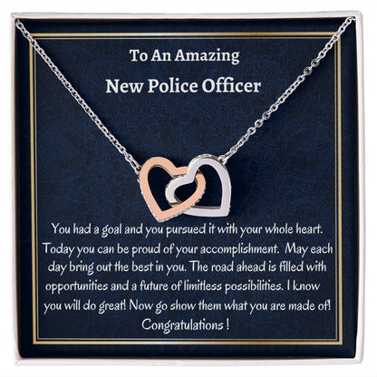 To An Amazing New Police Officer Interlocking Hearts Necklace, New Police Graduation Gift, Police Academy Grad, Meaningful Gift,  Women Jewelry