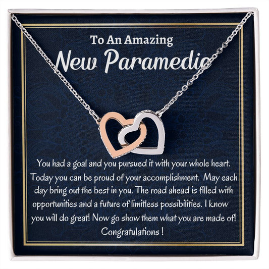 To An Amazing New Paramedic Interlocking Hearts Necklace, Congratulations Gift For A New Paramedic, Future Paramedic Gift, Graduation Gift For Her, Unique  Graduation Jewelry