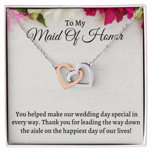 To My Maid Of Honor Interlocking Hearts Necklace, Wedding Anniversary Gift, Meaningful Gift, Birthday Gift For Her, Appreciation Gift.