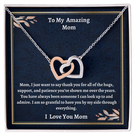 To My Amazing Mom Interlocking Hearts Necklace, Birthday Gift For Amazing Mom, Unique Jewelry Gift For Her, Daughter To Mother Gift, Son To Mother, Women Jewelry Gift