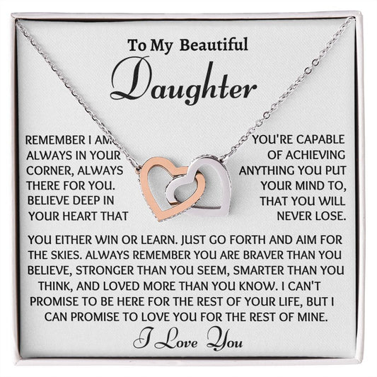 Ready Daughter Interlocking Necklace, Birthday Gift From Dad or Mom to Daughter, Christmas Gift For Her, Daughter Gift