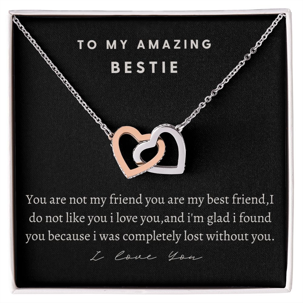 To My Amazing Bestie Interlocking Hearts Necklace, Birthday Gift For An Amazing Bestie, Appreciation Gift, From Bestfriend, I Love You Bestie.