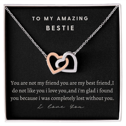 To My Amazing Bestie Interlocking Hearts Necklace, Birthday Gift For An Amazing Bestie, Appreciation Gift, From Bestfriend, I Love You Bestie.