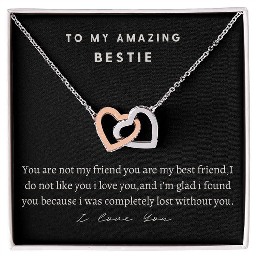 To My Amazing Bestie Interlocking Hearts Necklace, Birthday Gift For An Amazing Bestie, Appreciation Gift, From Bestfriend, I Love You Bestie.