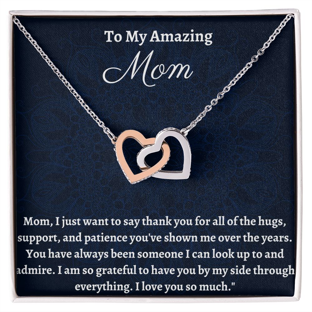 To My Amazing Mom Interlocking Hearts Necklace, Amazing mom Birthday Gift, Jewelry Gift For Mom, Valentine's  Gift For Mom, I Love You Mom