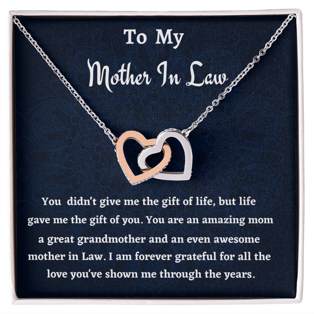 To My Mother In Law Interlocking Hearts Necklace, Birthday Gift For Mother In Law, Mothers Day Gift, Meaningful Jewelry, Gift From Daughter In Law.