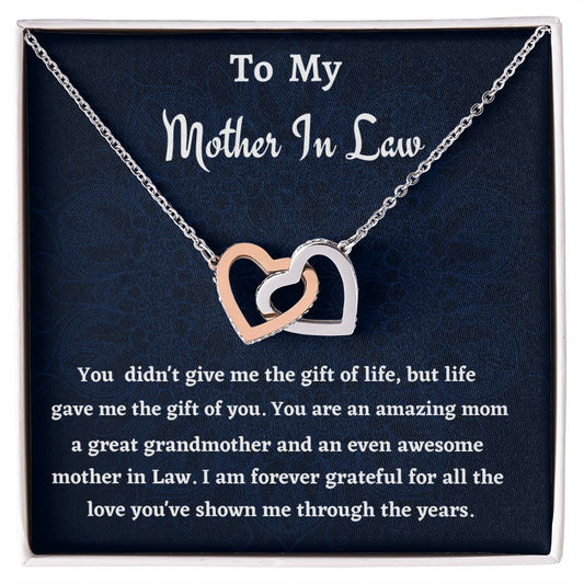 To My Mother In Law Interlocking Hearts Necklace, Birthday Gift For Mother In Law, Mothers Day Gift, Meaningful Jewelry, Gift From Daughter In Law.