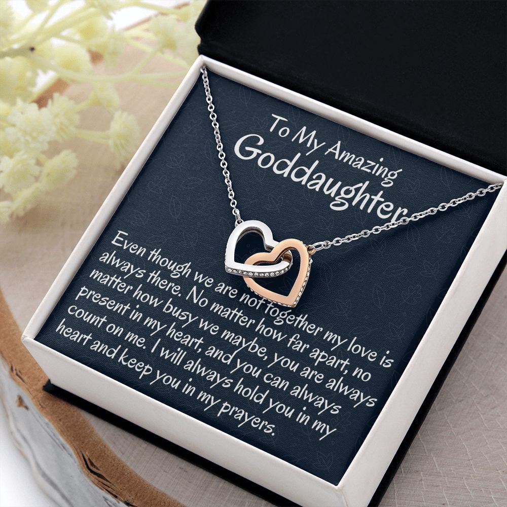 To My Amazing Goddaughter, Interlocking Hearts Necklace, Meaningful Gift, Christmas Gift, From Loving  Godmother.