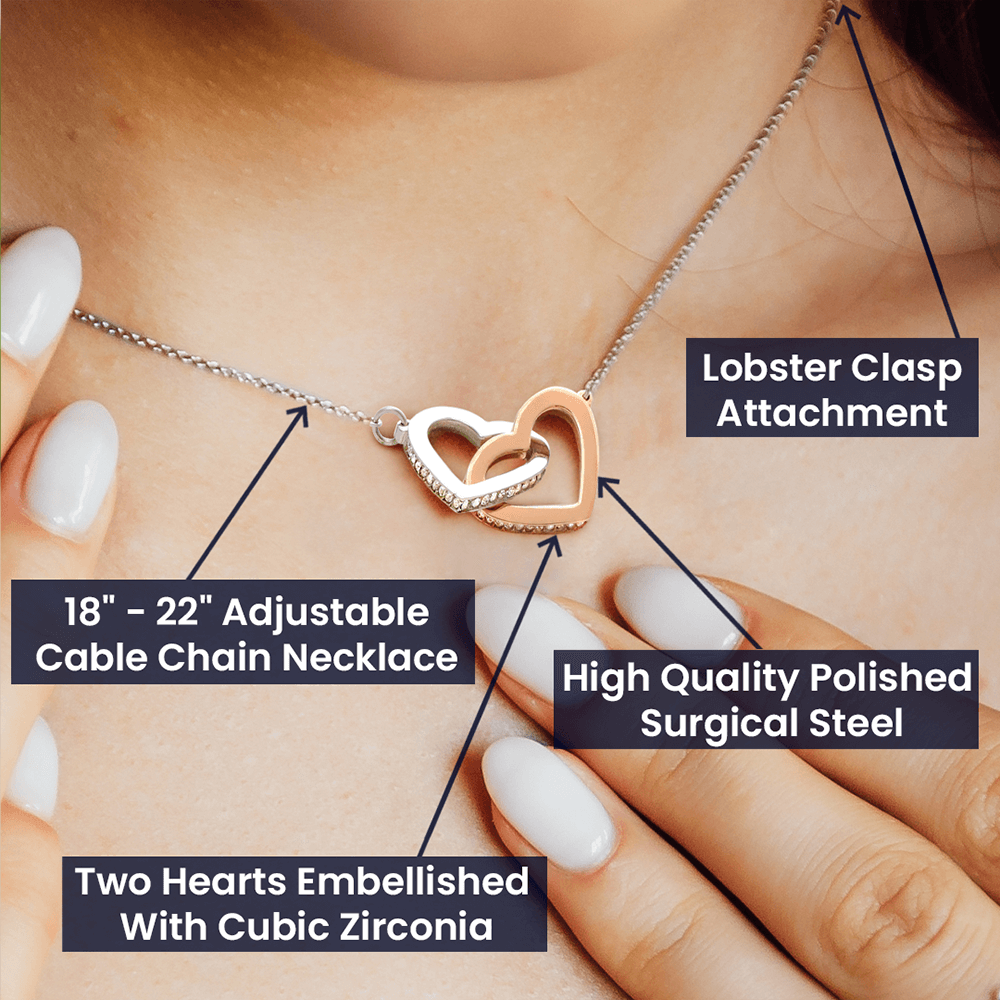 To My Beautiful Daughter, Interlocking Hearts Necklace, Mom To Daughter Gift, Christmas Gift, Birthday Gift, From Loving Mom.