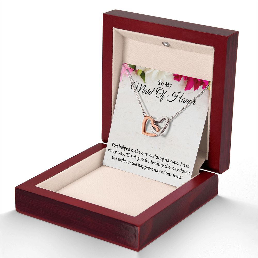 To My Maid Of Honor Interlocking Hearts Necklace, Wedding Anniversary Gift, Meaningful Gift, Birthday Gift For Her, Appreciation Gift.