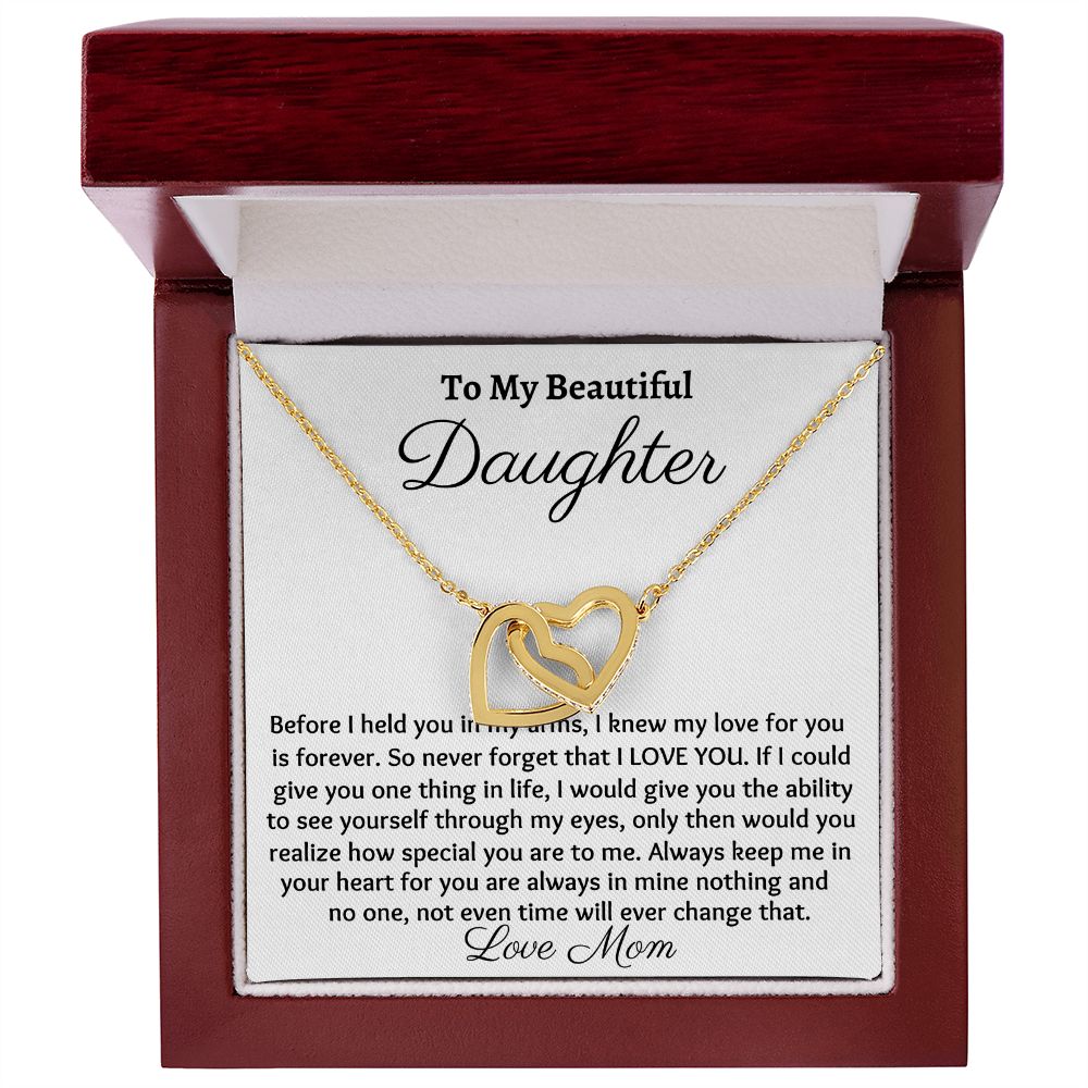 To My Beautiful Daughter, Interlocking Hearts Necklace, Christmas Gift, Meaningful Gift, Birthday Gift, From Loving Mom,