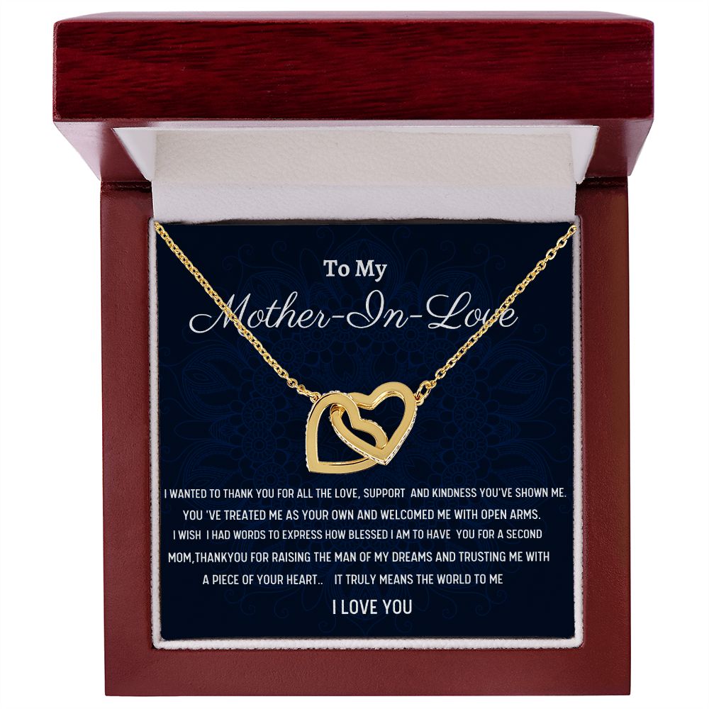 To My Mother-In- Love Interlocking Hearts Necklace, Birthday Gift For Mother -In- Love, Husband's Mom Gift, Wedding Anniversary Gift, Women Gift, Meaningful Gift,  Retirement Gift From Daughter In Law.