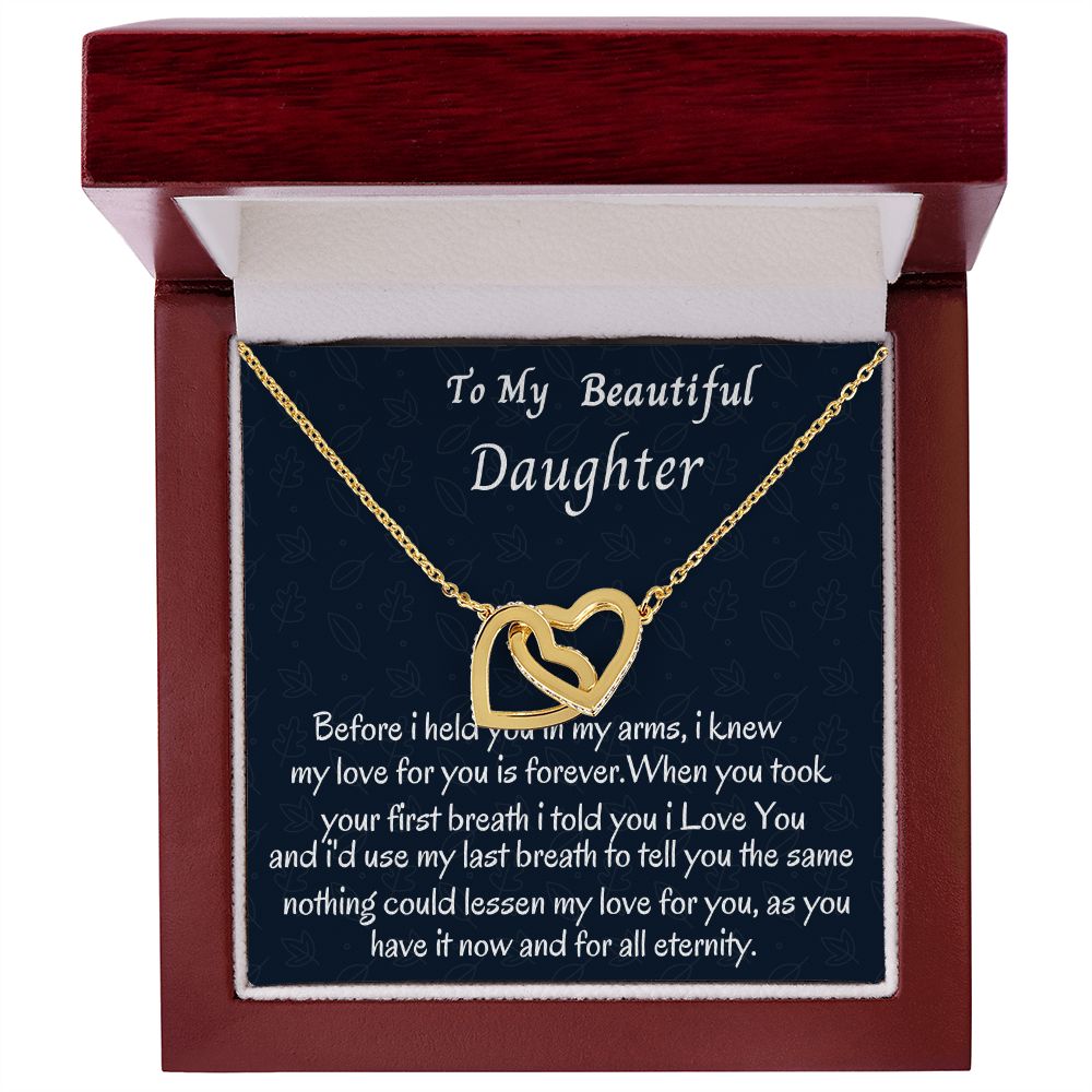 To My Beautiful Daughter Interlocking Hearts Necklace, Birthday Gift For Her, Graduation Gift For My Beautiful Daughter, Custom Name Necklace, Mom To Daughter Gift.