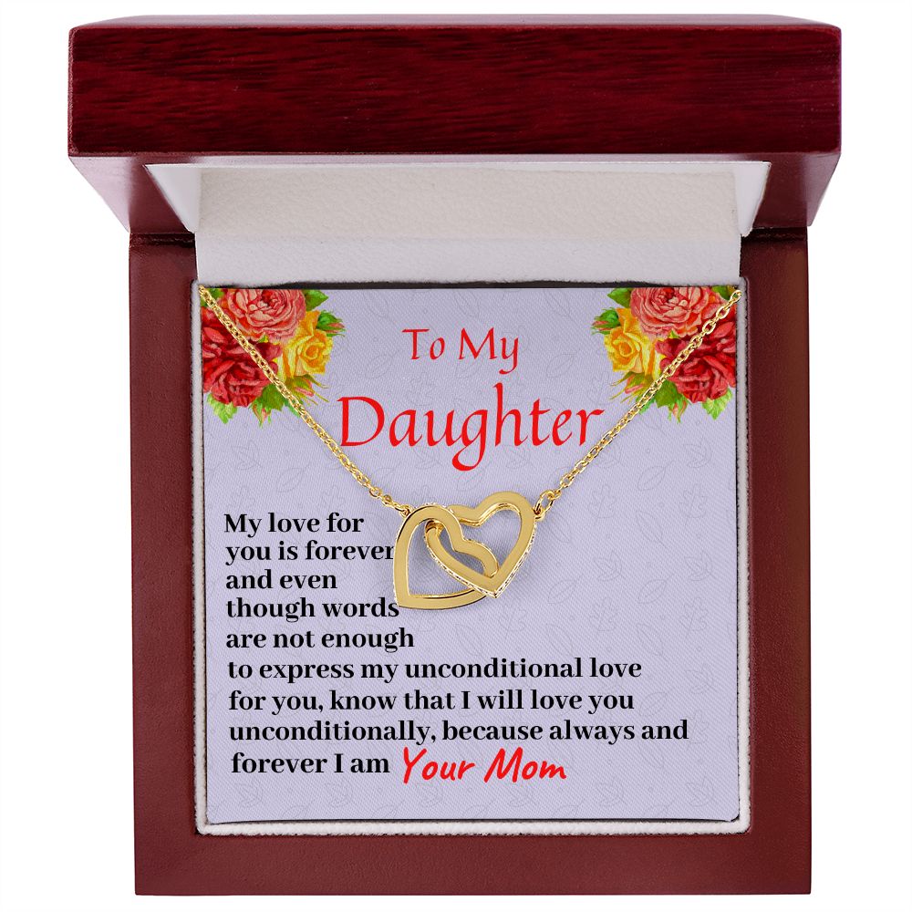 To My Daughter, Interlocking Hearts Necklace, Birthday Gift For Her, Christmas Gift, From Loving Mom.