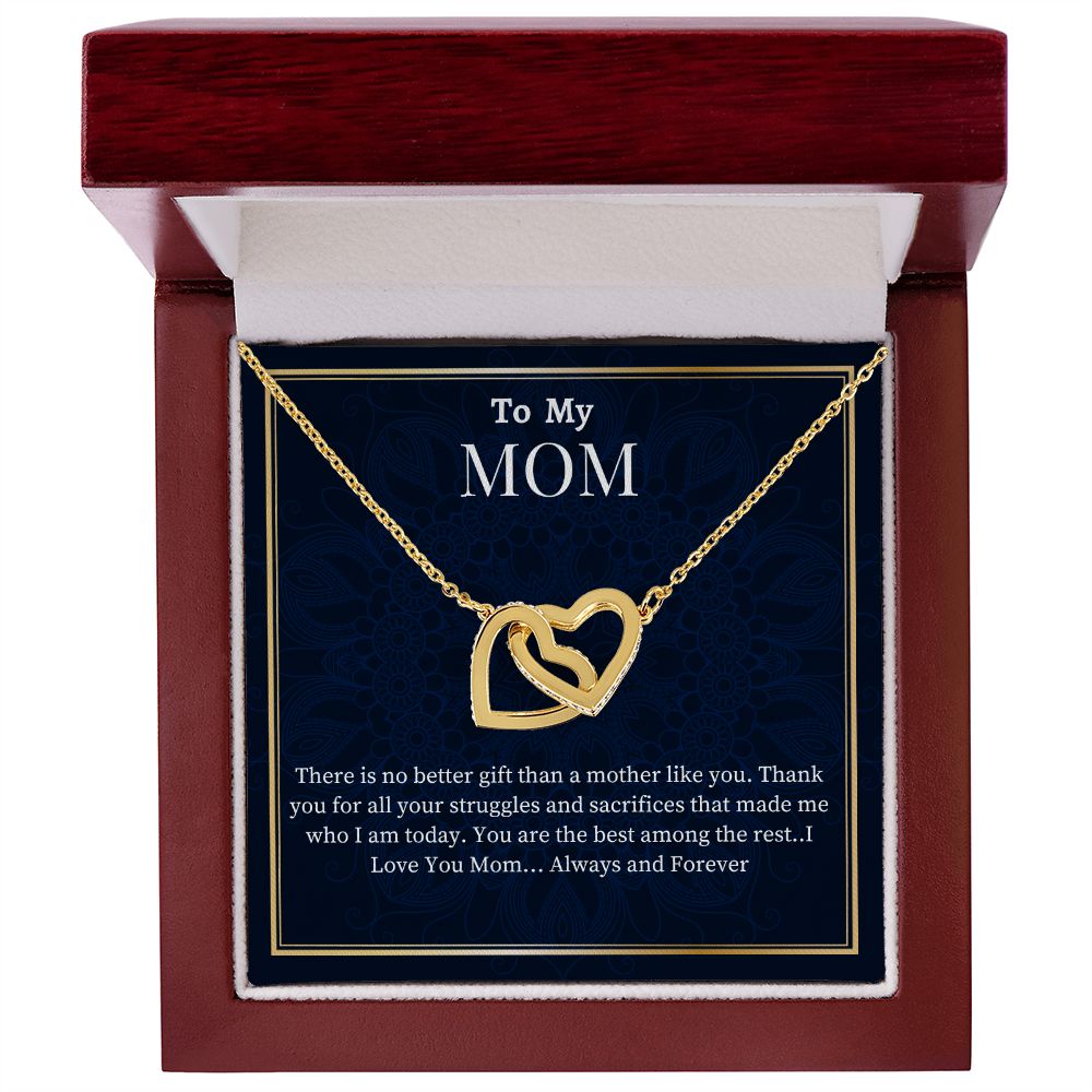 To My  Mom Interlocking Hearts Necklace, Birthday Gift For An Amazing Mother, Mothers Day Gift For AMom, Son To Mom Gift, Daughter To Mother Gift, Meaningful Jewelry Gift, Women Jewelry, Wedding Day Gift For Mom.