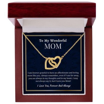 To My Wonderful Mom Interlocking Hearts Necklace, Mom's Birthday Gift,  Mothers Day Gift For A Wonderful Mom, Son To Mother Gift, Daughter To Mother Gift, Appreciation Gift For  a Wonderful Mom.