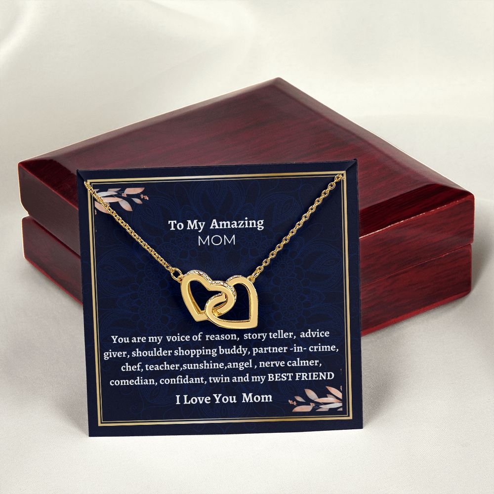 To My Amazing Mom Interlocking Hearts Necklace, Birthday Gift For Amazing Mom, Daughter To Mom Gift, Meaningful Jewelry Gift, Mothers Day Gift.