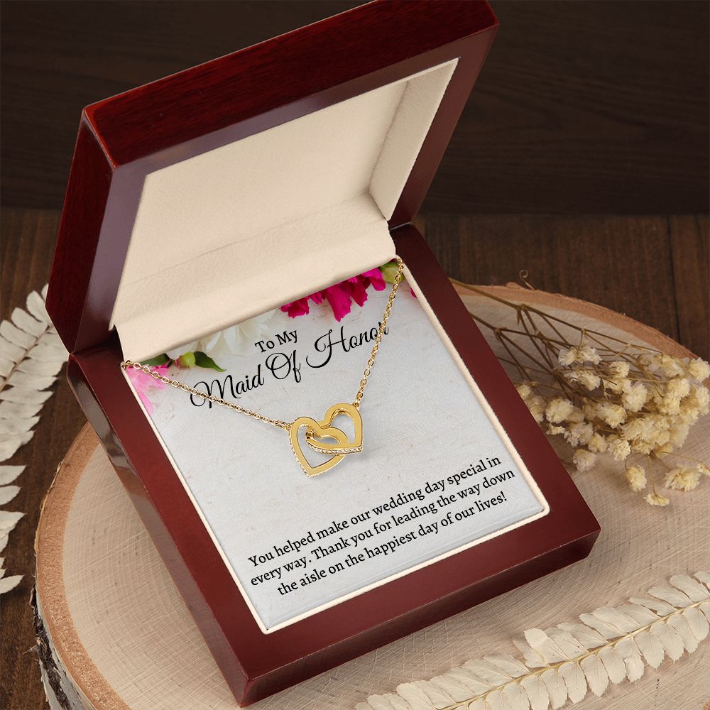 To My Maid Of Honor Interlocking Hearts Necklace, Wedding Anniversary Gift, Meaningful Gift, Birthday Gift For Her, Appreciation Gift.