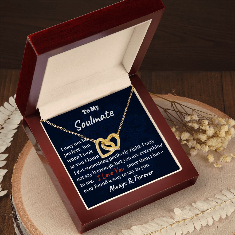 To My Soulmate Interlocking Hearts Necklace, Gift For Wife, Girlfriend, Lover, Friend,  Anniversary Gift, Christmas Gift For Her, I Love You