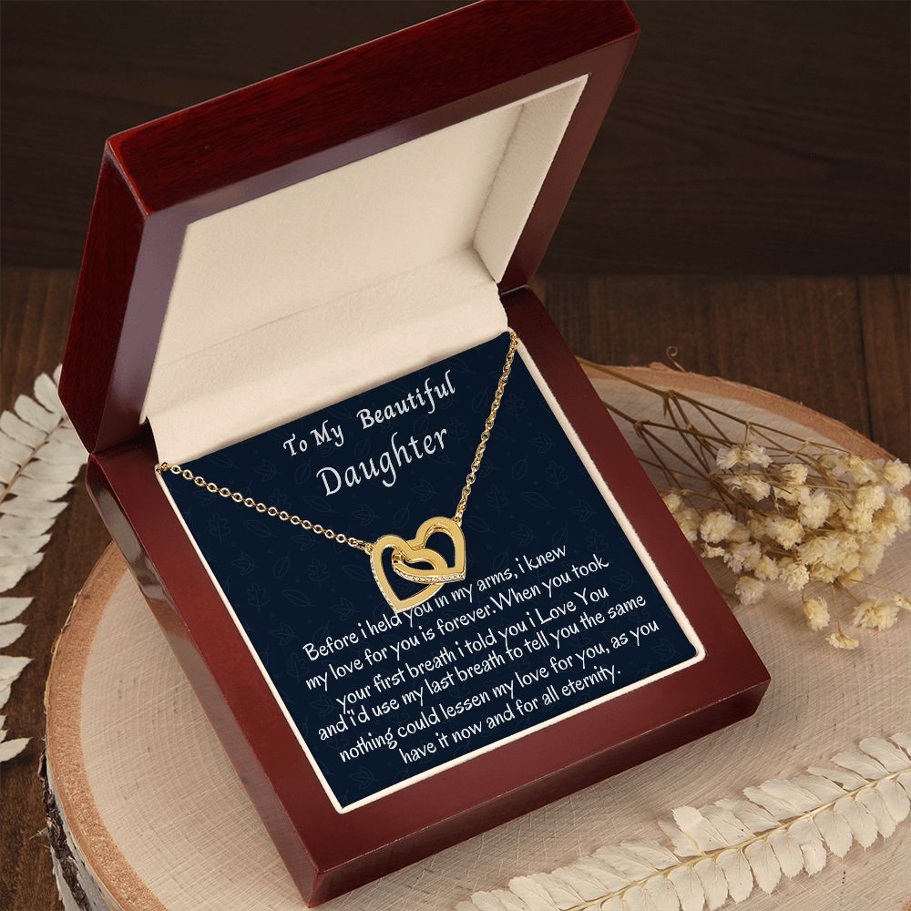 To My Beautiful Daughter Interlocking Hearts Necklace, Birthday Gift For Her, Graduation Gift For My Beautiful Daughter, Custom Name Necklace, Mom To Daughter Gift.