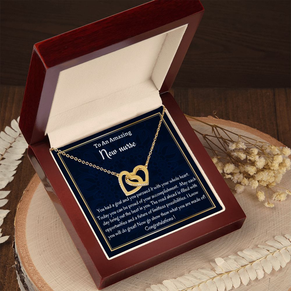 To An Amazing New Nurse Interlocking Hearts Necklace, Nurse Graduation Gift, Grad Gift For Her, New Nurse Appreciation Gift, Professional Gift, Women Jewelry.