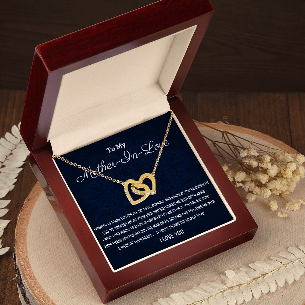 To My Mother-In- Love Interlocking Hearts Necklace, Birthday Gift For Mother -In- Love, Husband's Mom Gift, Wedding Anniversary Gift, Women Gift, Meaningful Gift,  Retirement Gift From Daughter In Law.