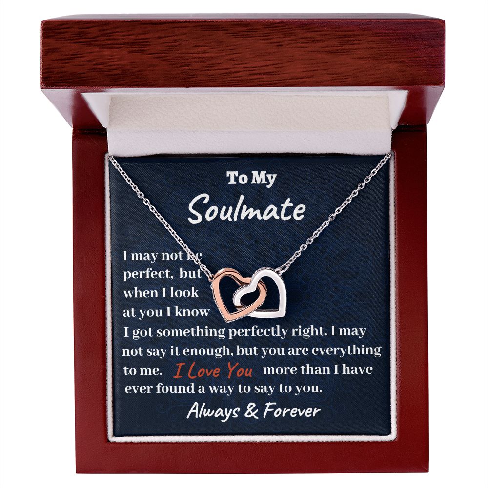 To My Soulmate Interlocking Hearts Necklace, Gift For Wife, Girlfriend, Lover, Friend,  Anniversary Gift, Christmas Gift For Her, I Love You