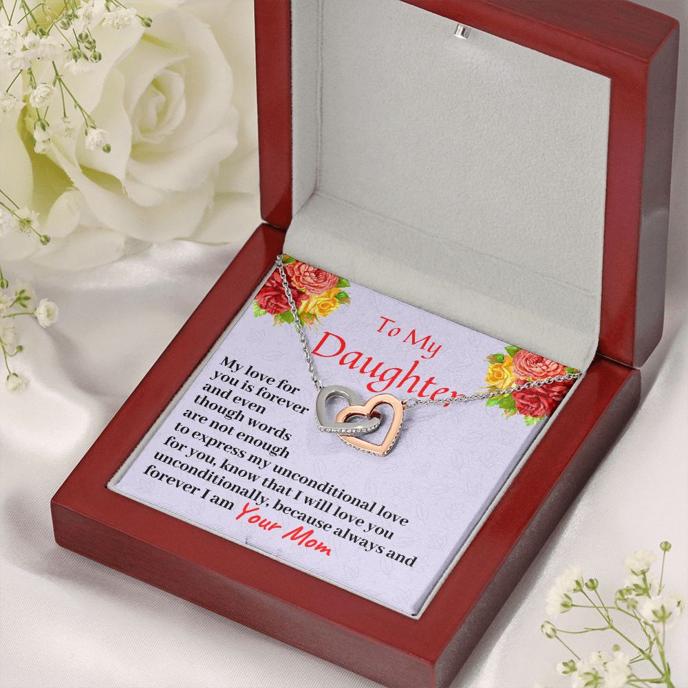To My Daughter, Interlocking Hearts Necklace, Birthday Gift For Her, Christmas Gift, From Loving Mom.