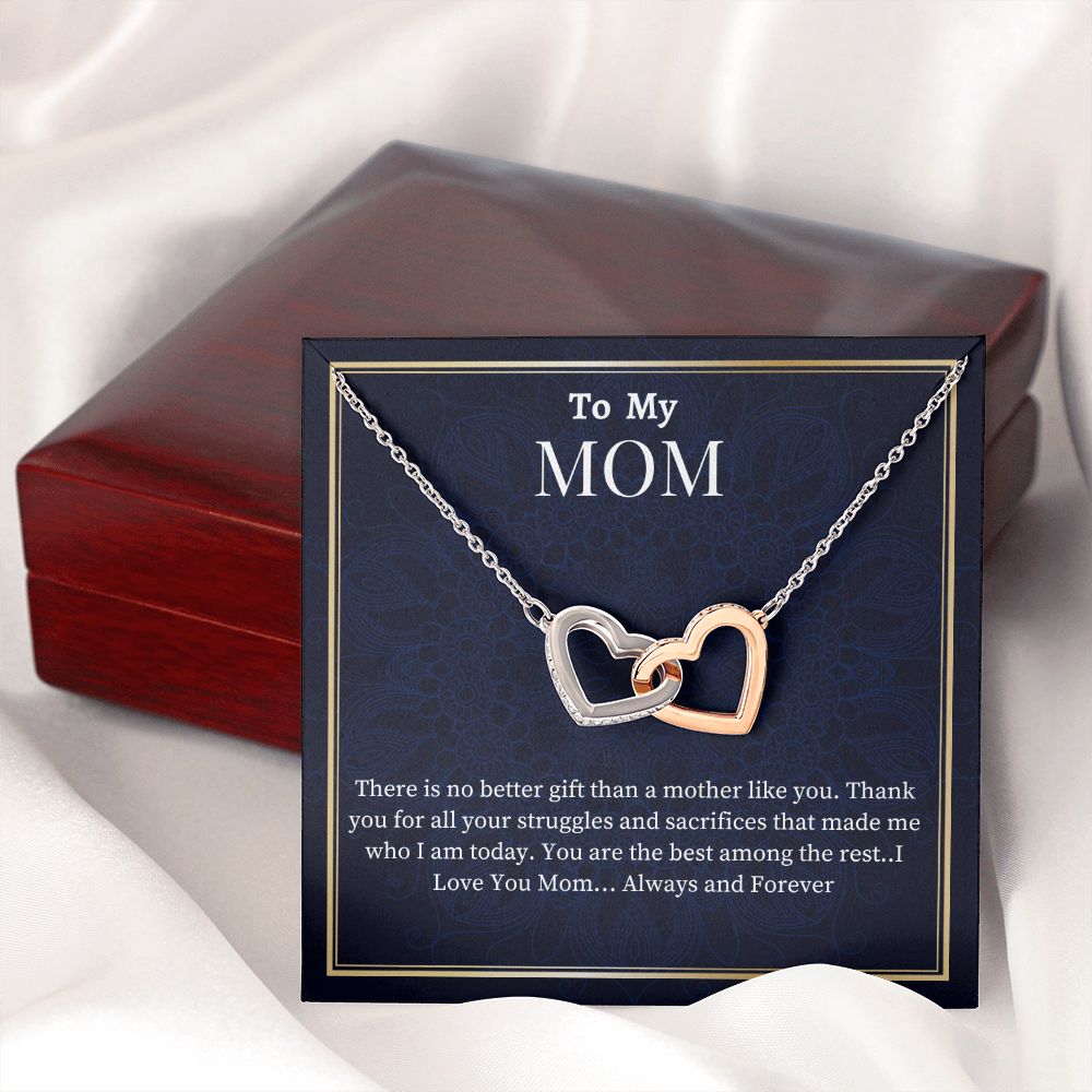 To My  Mom Interlocking Hearts Necklace, Birthday Gift For An Amazing Mother, Mothers Day Gift For AMom, Son To Mom Gift, Daughter To Mother Gift, Meaningful Jewelry Gift, Women Jewelry, Wedding Day Gift For Mom.