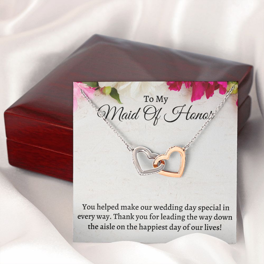 To My Maid Of Honor Interlocking Hearts Necklace, Wedding Anniversary Gift, Meaningful Gift, Birthday Gift For Her, Appreciation Gift.
