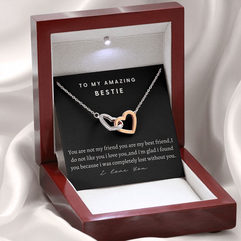 To My Amazing Bestie Interlocking Hearts Necklace, Birthday Gift For An Amazing Bestie, Appreciation Gift, From Bestfriend, I Love You Bestie.