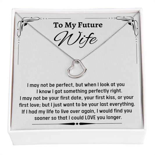 To My Future Wife Beautiful Heart Necklace Gift, Wedding Gift for Her, Christmas Gift for Her from Fiancé