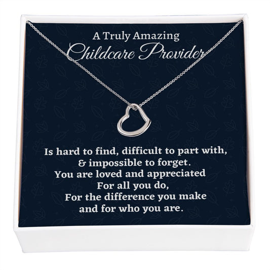 A Truly Amazing Childcare Provider Gift, Delicate Heart Necklace, Appreciation Gift For A Childcare Provider, Jewelry Gift For Women, Christmas Gift.