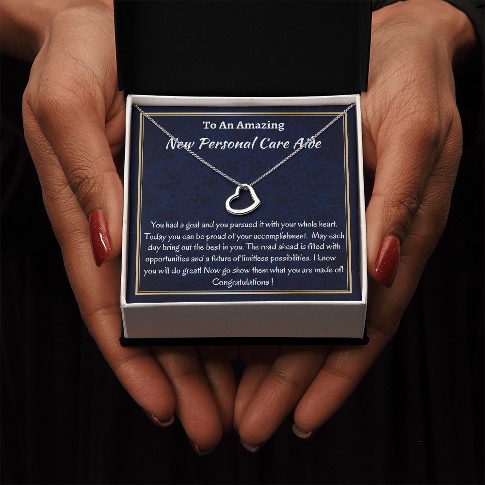 To An Amazing New Personal Care Aide Delicate Heart Necklace, New Personal Care Aide Gift, Appreciation Jewelry Gift, Meaningful Gift, Unique Jewelry Gift,