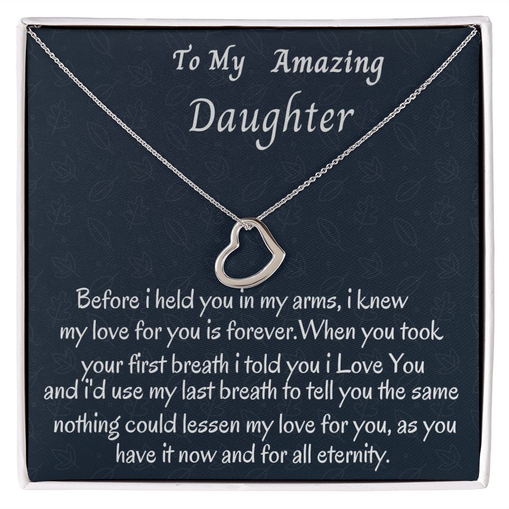 To My Beautiful Delicate  Heart Name Necklace, Birthday Gift For Her, Graduation Gift For My Beautiful Daughter, Custom Name Necklace, Mom To Daughter Gift.