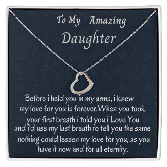 To My Beautiful Delicate  Heart Name Necklace, Birthday Gift For Her, Graduation Gift For My Beautiful Daughter, Custom Name Necklace, Mom To Daughter Gift.