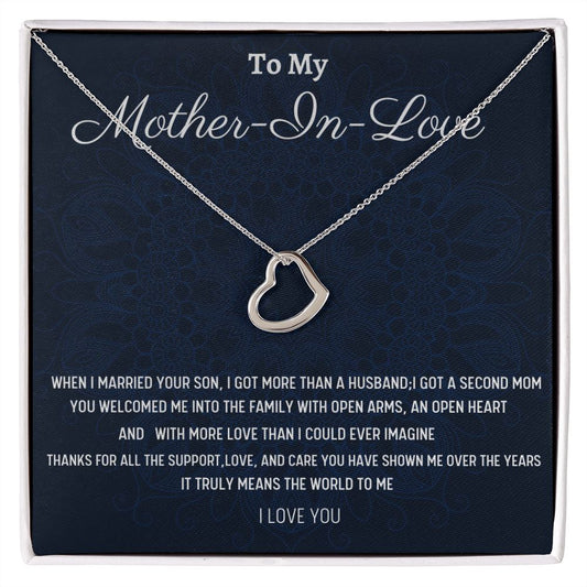 To My Mother-In-Love Delicate Heart Necklace, Birthday Gift For My Mother-In-Love, Birthday Gift For Husband's Mom, Mothers Day Gift, From Daughter-In-Love.