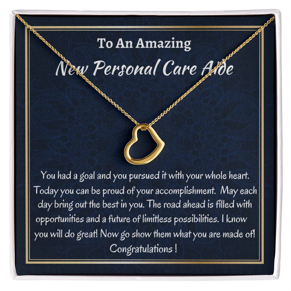 To An Amazing New Personal Care Aide Delicate Heart Necklace, New Personal Care Aide Gift, Appreciation Jewelry Gift, Meaningful Gift, Unique Jewelry Gift,