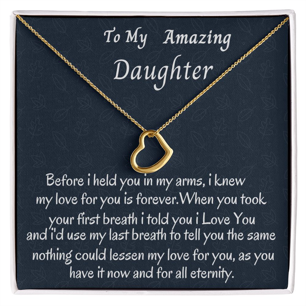 To My Beautiful Delicate  Heart Name Necklace, Birthday Gift For Her, Graduation Gift For My Beautiful Daughter, Custom Name Necklace, Mom To Daughter Gift.